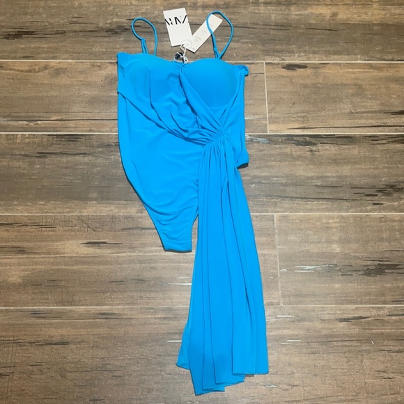 SOLD **ZARA DRAPED BODYSUIT TURQUOISE - Picture 5 of 11